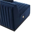 Modway Conjure Modern Channel Tufted Velvet Right Corner Chair in Midnight Blue
