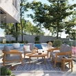 Modway Brisbane 6-Piece Teak Wood Outdoor Patio Set in Natural/Gray
