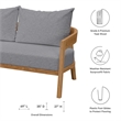 Modway Brisbane 6-Piece Teak Wood Outdoor Patio Set in Natural/Gray