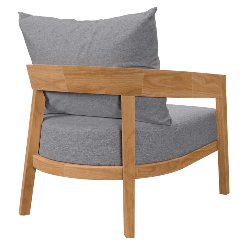 Modway Brisbane 6-Piece Teak Wood Outdoor Patio Set in Natural/Gray