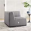 Modway Conjure Modern Channel Tufted Fabric Right Corner Chair in Gray