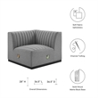 Modway Conjure Modern Channel Tufted Fabric Right Corner Chair in Gray