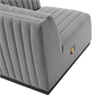 Modway Conjure Modern Channel Tufted Fabric Right Corner Chair in Gray