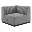 Modway Conjure Modern Channel Tufted Fabric Right Corner Chair in Gray