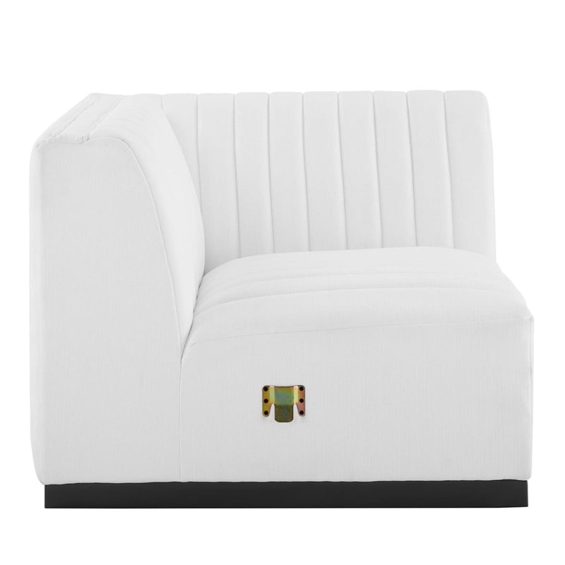 Modway Conjure Modern Channel Tufted Fabric Right Corner Chair in White