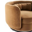 Modway Relish Upholstered Velvet Fabric Swivel Chair in Black/Cognac Brown