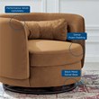 Modway Relish Upholstered Velvet Fabric Swivel Chair in Black/Cognac Brown