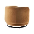 Modway Relish Upholstered Velvet Fabric Swivel Chair in Black/Cognac Brown