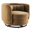 Modway Relish Upholstered Velvet Fabric Swivel Chair in Black/Cognac Brown