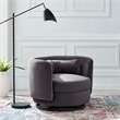 Modway Relish Upholstered Performance Velvet Swivel Chair in Black/Gray