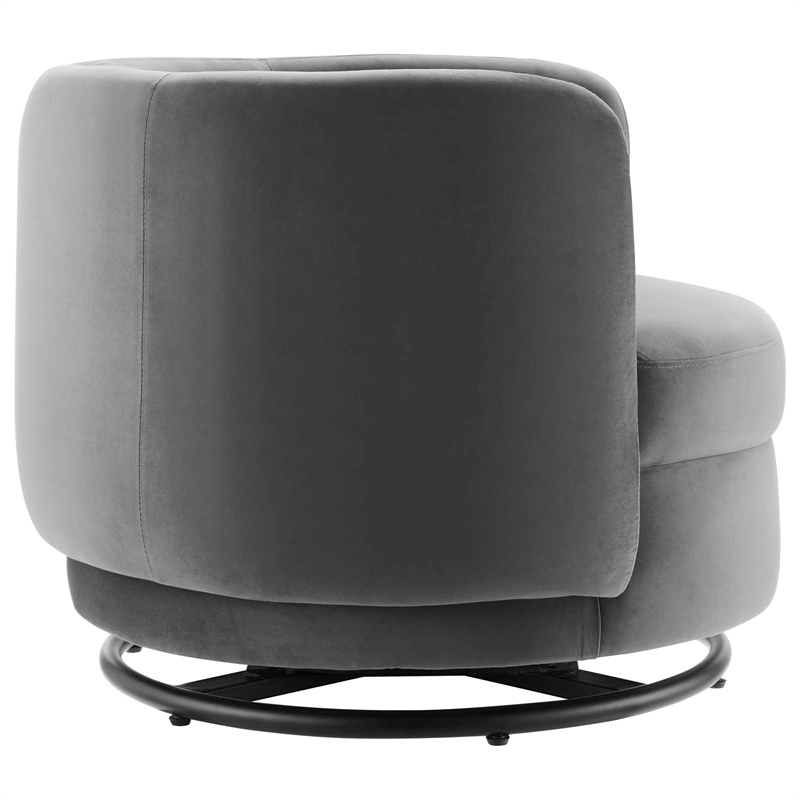 Modway Relish Upholstered Performance Velvet Swivel Chair in Black/Gray