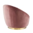 Modway Whirr Upholstered Velvet Fabric Swivel Chair in Gold/Dusty Rose Pink