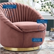 Modway Whirr Upholstered Velvet Fabric Swivel Chair in Gold/Dusty Rose Pink