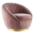 Modway Whirr Upholstered Velvet Fabric Swivel Chair in Gold/Dusty Rose Pink