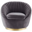 Modway Whirr Upholstered Performance Velvet Swivel Chair in Gold/Gray