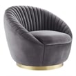 Modway Whirr Upholstered Performance Velvet Swivel Chair in Gold/Gray