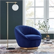 Modway Whirr Upholstered Performance Velvet Swivel Chair in Gold/Navy