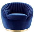 Modway Whirr Upholstered Performance Velvet Swivel Chair in Gold/Navy