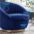 Modway Whirr Upholstered Performance Velvet Swivel Chair in Gold/Navy