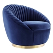 Modway Whirr Upholstered Performance Velvet Swivel Chair in Gold/Navy