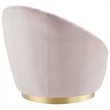 Modway Whirr Upholstered Performance Velvet Swivel Chair in Gold/Pink