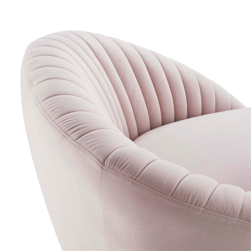 Modway Whirr Upholstered Performance Velvet Swivel Chair in Gold/Pink