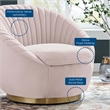 Modway Whirr Upholstered Performance Velvet Swivel Chair in Gold/Pink