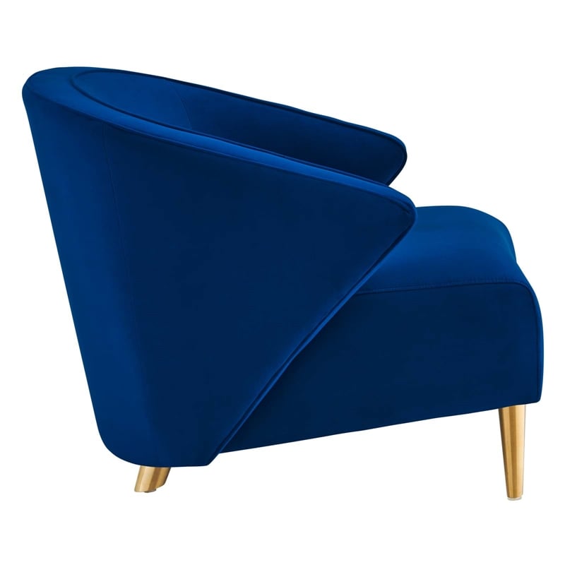 Modway Odyssey Modern Performance Velvet Armchair in Navy Blue