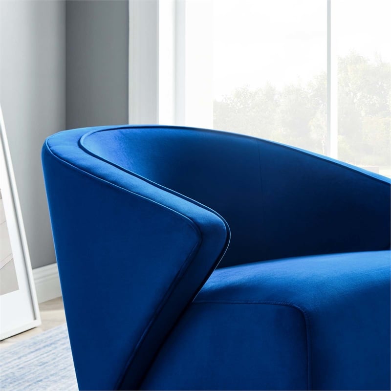 Modway Odyssey Modern Performance Velvet Armchair in Navy Blue