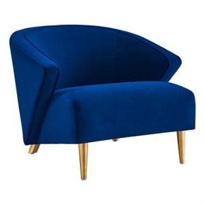 Modway Odyssey Modern Performance Velvet Armchair in Navy Blue