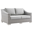 Modway Conway 4-Piece Fabric & Rattan Patio Furniture Set in Light Gray