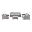 Modway Conway 4-Piece Fabric & Rattan Patio Furniture Set in Light Gray