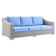 Modway Conway 4-Piece Fabric & Rattan Patio Furniture Set in Light Gray/Blue