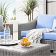 Modway Conway 4-Piece Fabric & Rattan Patio Furniture Set in Light Gray/Blue