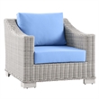 Modway Conway 4-Piece Fabric & Rattan Patio Furniture Set in Light Gray/Blue