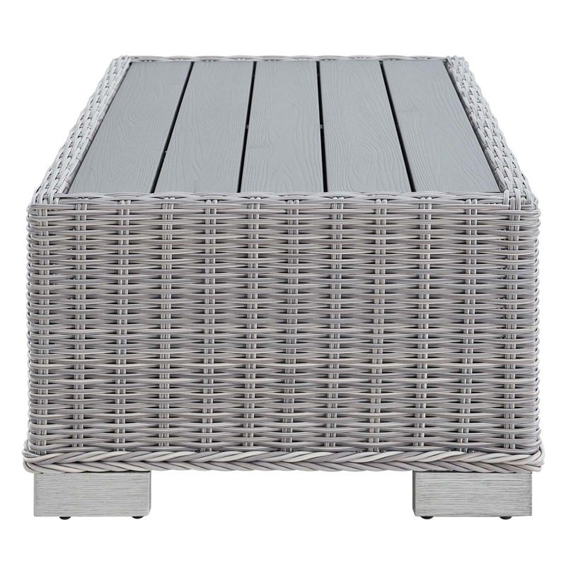 Modway Conway 4-Piece Fabric & Rattan Patio Furniture Set in Light Gray/Navy