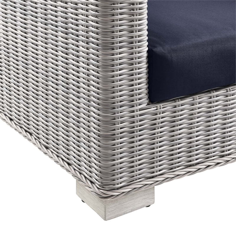 Modway Conway 4-Piece Fabric & Rattan Patio Furniture Set in Light Gray/Navy