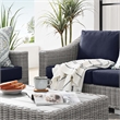 Modway Conway 4-Piece Fabric & Rattan Patio Furniture Set in Light Gray/Navy