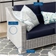Modway Conway 4-Piece Fabric & Rattan Patio Furniture Set in Light Gray/Navy