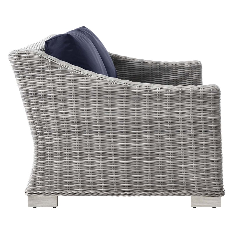 Modway Conway 4-Piece Fabric & Rattan Patio Furniture Set in Light Gray/Navy