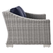 Modway Conway 4-Piece Fabric & Rattan Patio Furniture Set in Light Gray/Navy