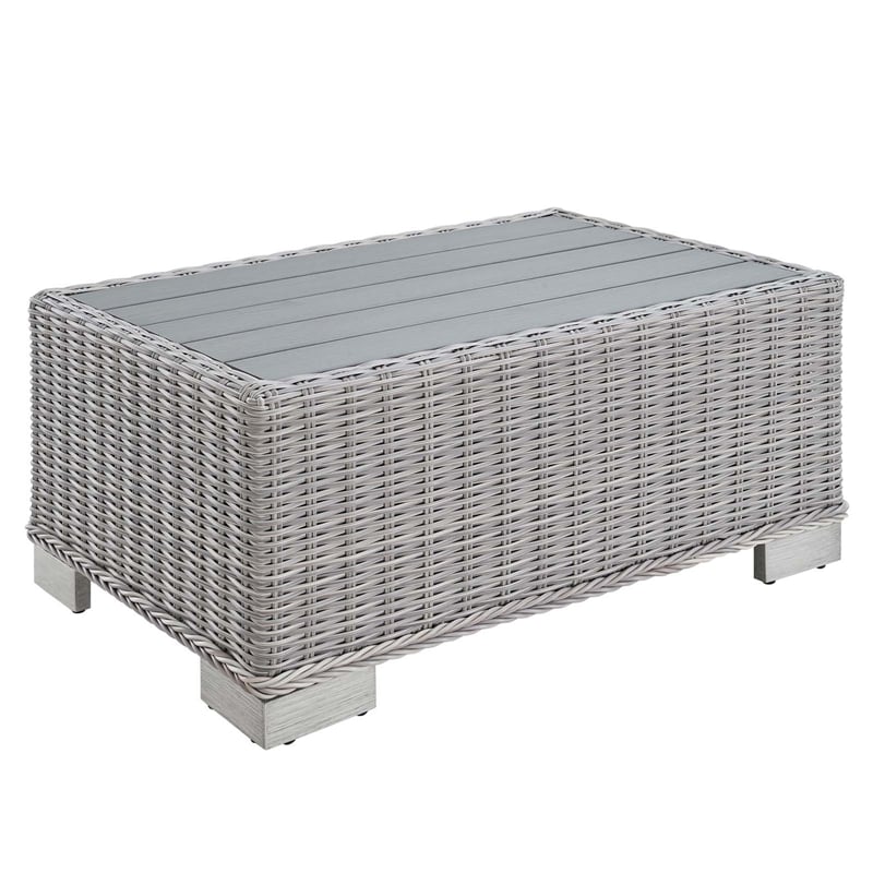 Modway Conway 4-Piece Fabric & Rattan Patio Furniture Set in Light Gray/Navy