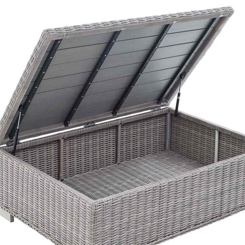 Modway Conway 5-Piece Fabric & Rattan Patio Furniture Set in Light Gray