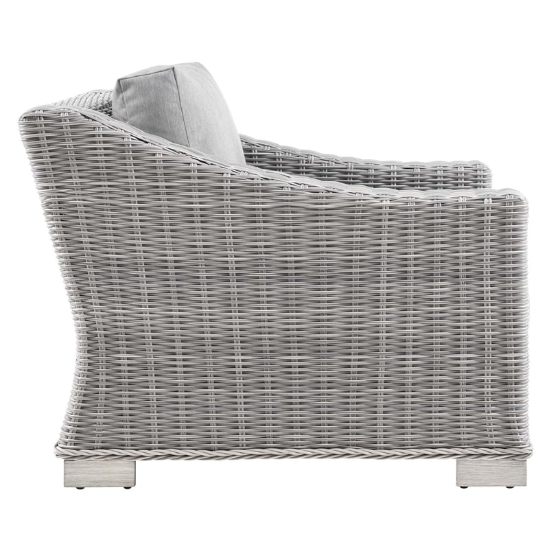 Modway Conway 5-Piece Fabric & Rattan Patio Furniture Set in Light Gray