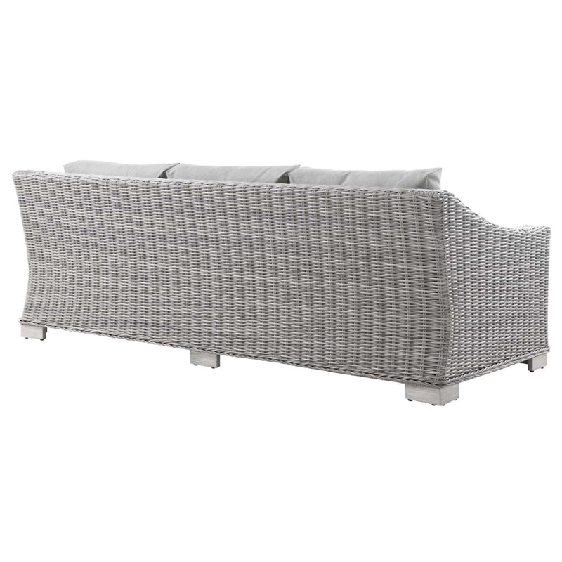 Modway Conway 5-Piece Fabric & Rattan Patio Furniture Set in Light Gray