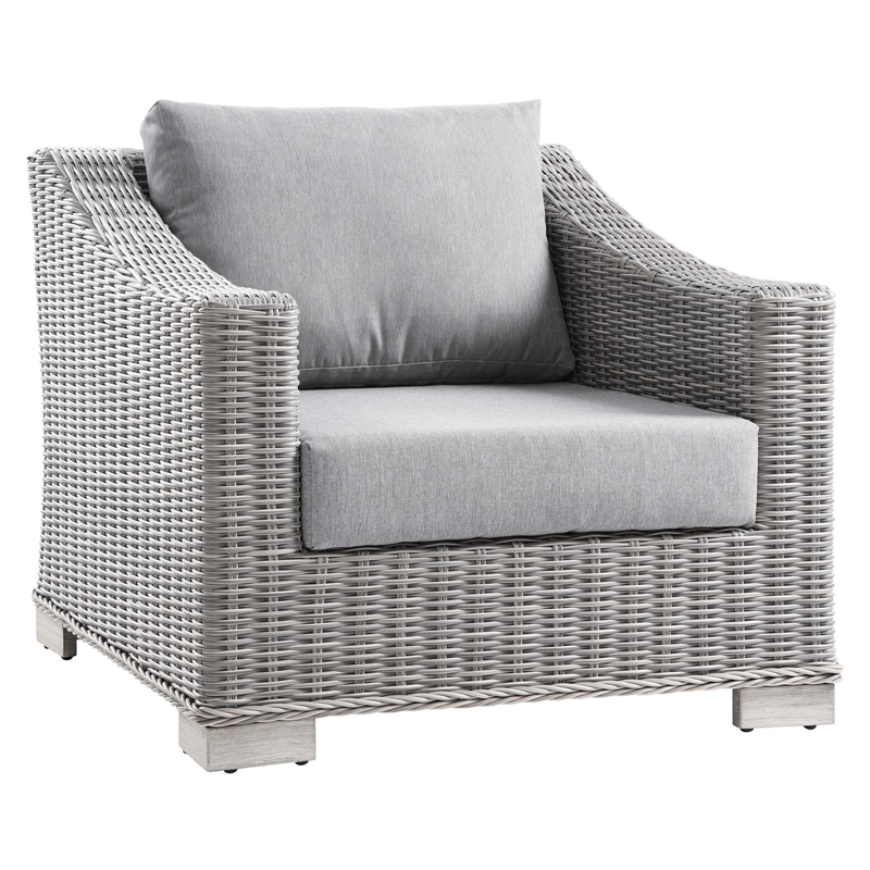 Modway Conway 5-Piece Fabric & Rattan Patio Furniture Set in Light Gray