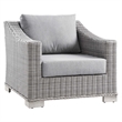 Modway Conway 5-Piece Fabric & Rattan Patio Furniture Set in Light Gray