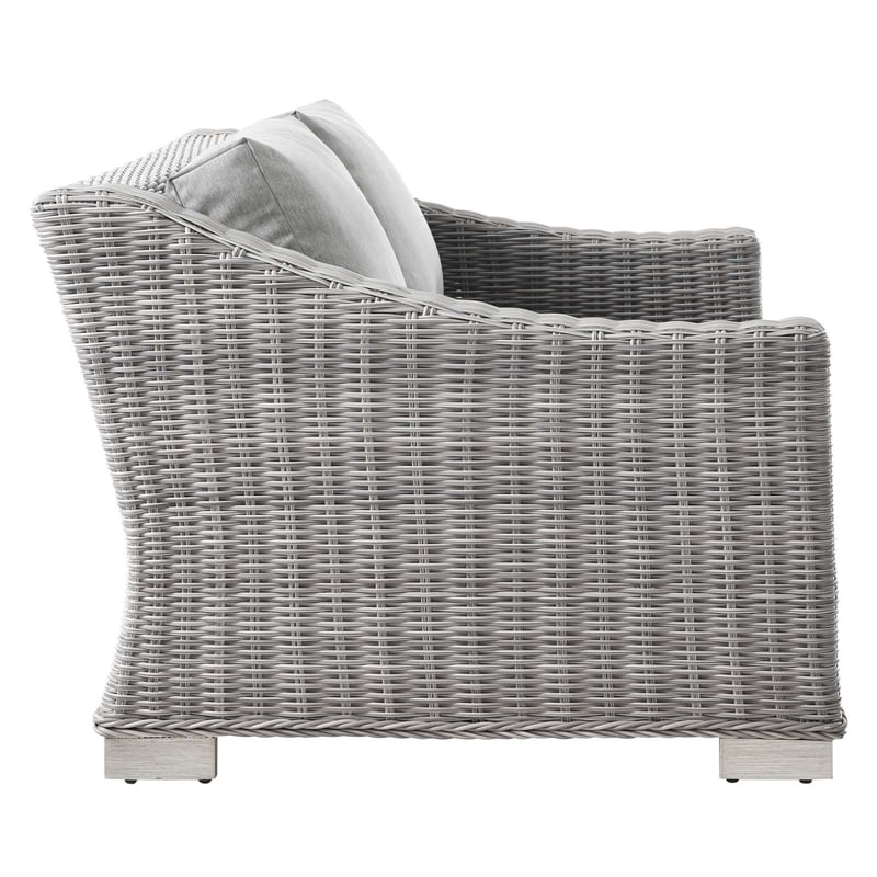 Modway Conway 5-Piece Fabric & Rattan Patio Furniture Set in Light Gray