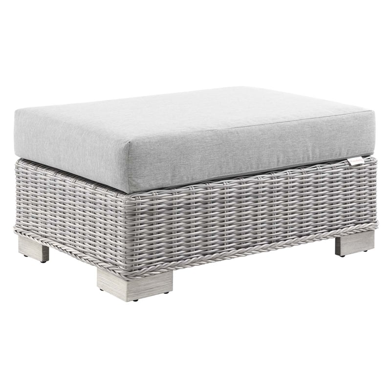 Modway Conway 5-Piece Fabric & Rattan Patio Furniture Set in Light Gray