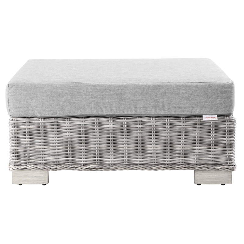 Modway Conway 5-Piece Fabric & Rattan Patio Furniture Set in Light Gray